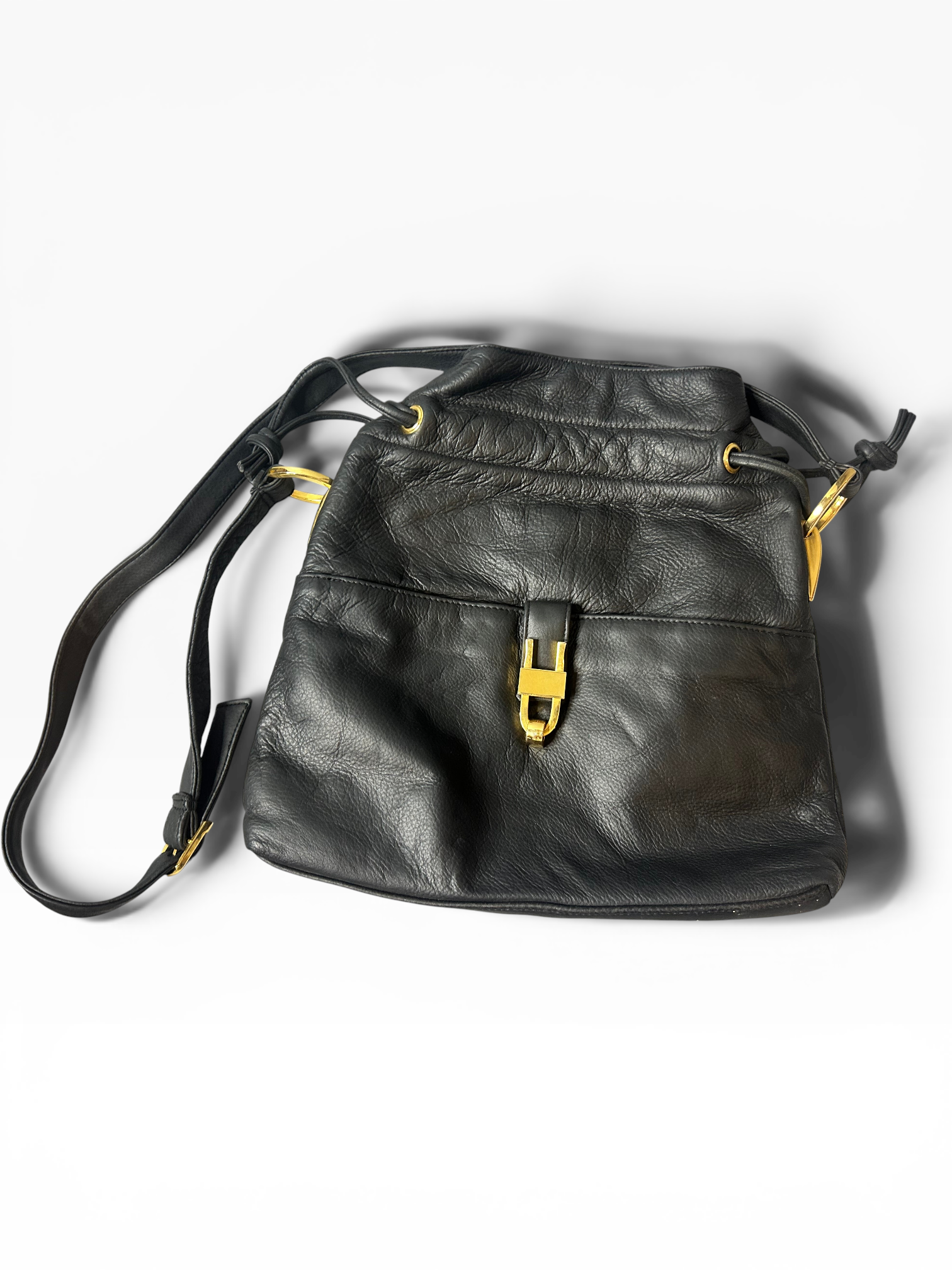Vintage Tribbianno Black Leather Crossbody