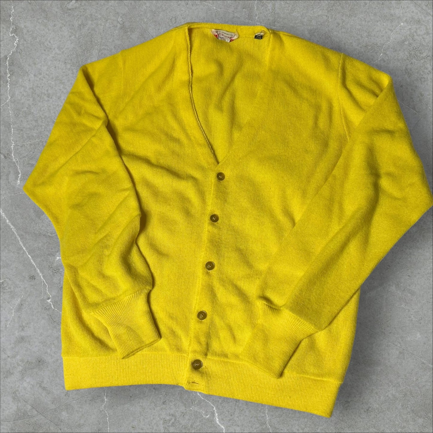 Vintage 100% Orlon Yellow Cardigan (XL)