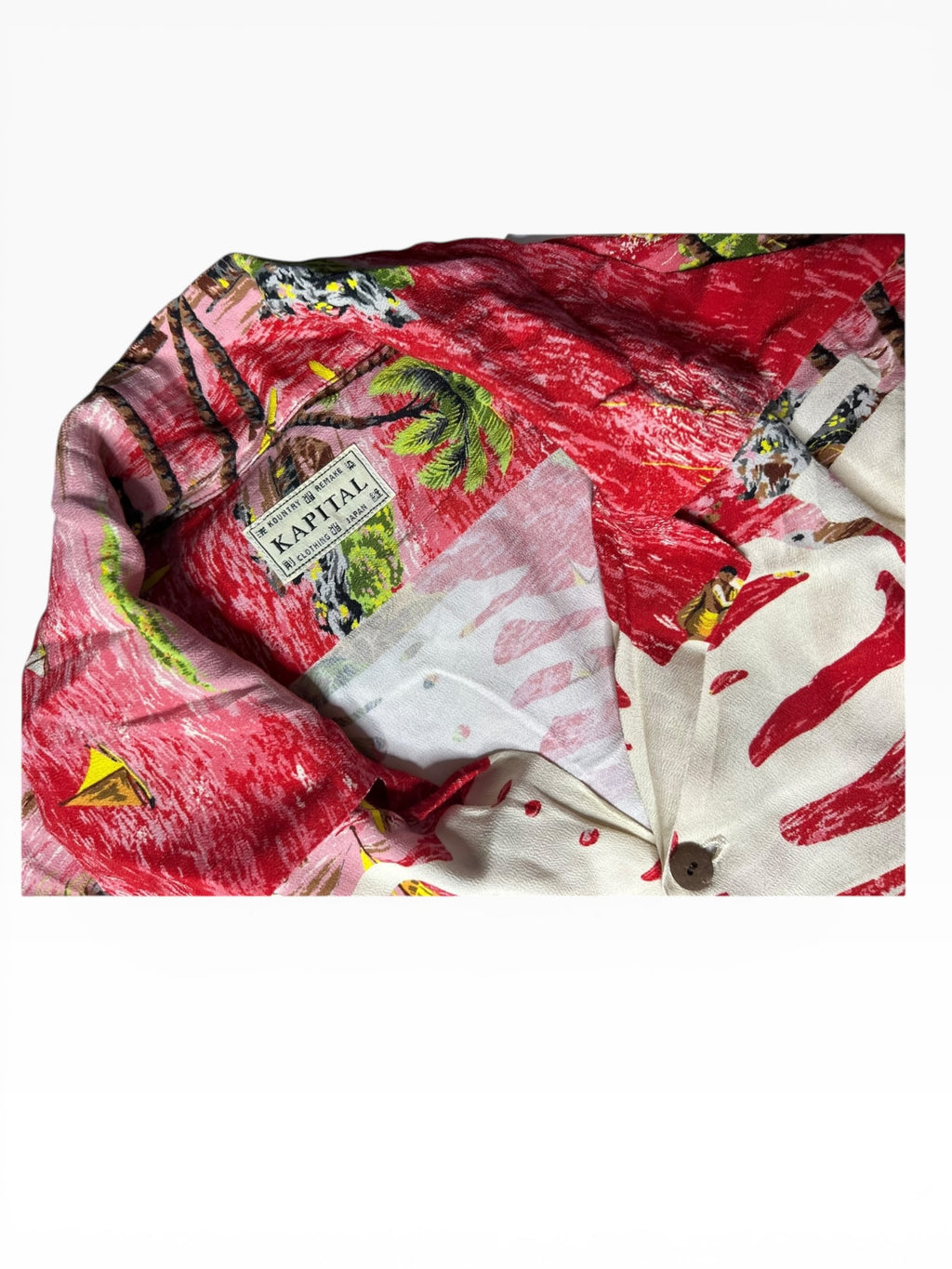 Kapital Rayon Kamehameha Bone Aloha Shirt(XXL)