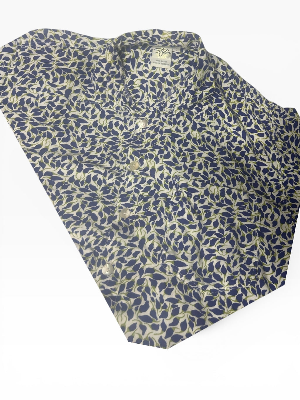 Vintage Stylin' Flower Rayon Short Sleeve Button Up (L)