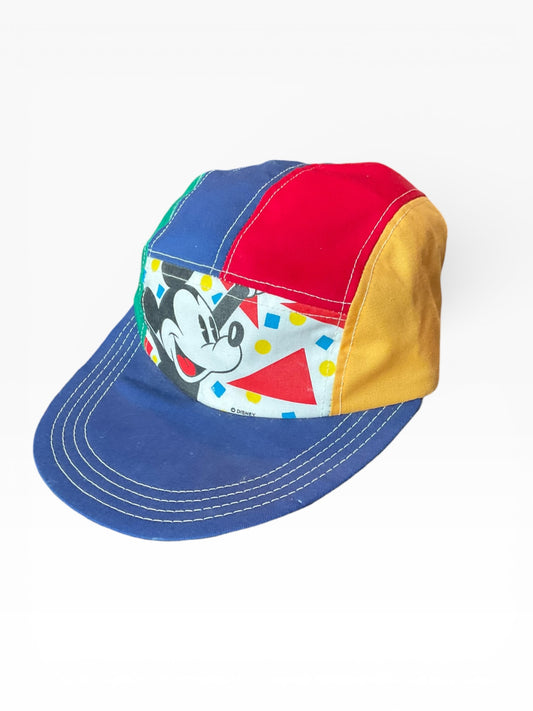 Vintage Mickey Mouse Long Brim Fitted Hat Cap Multicolor One Size Disney 90s