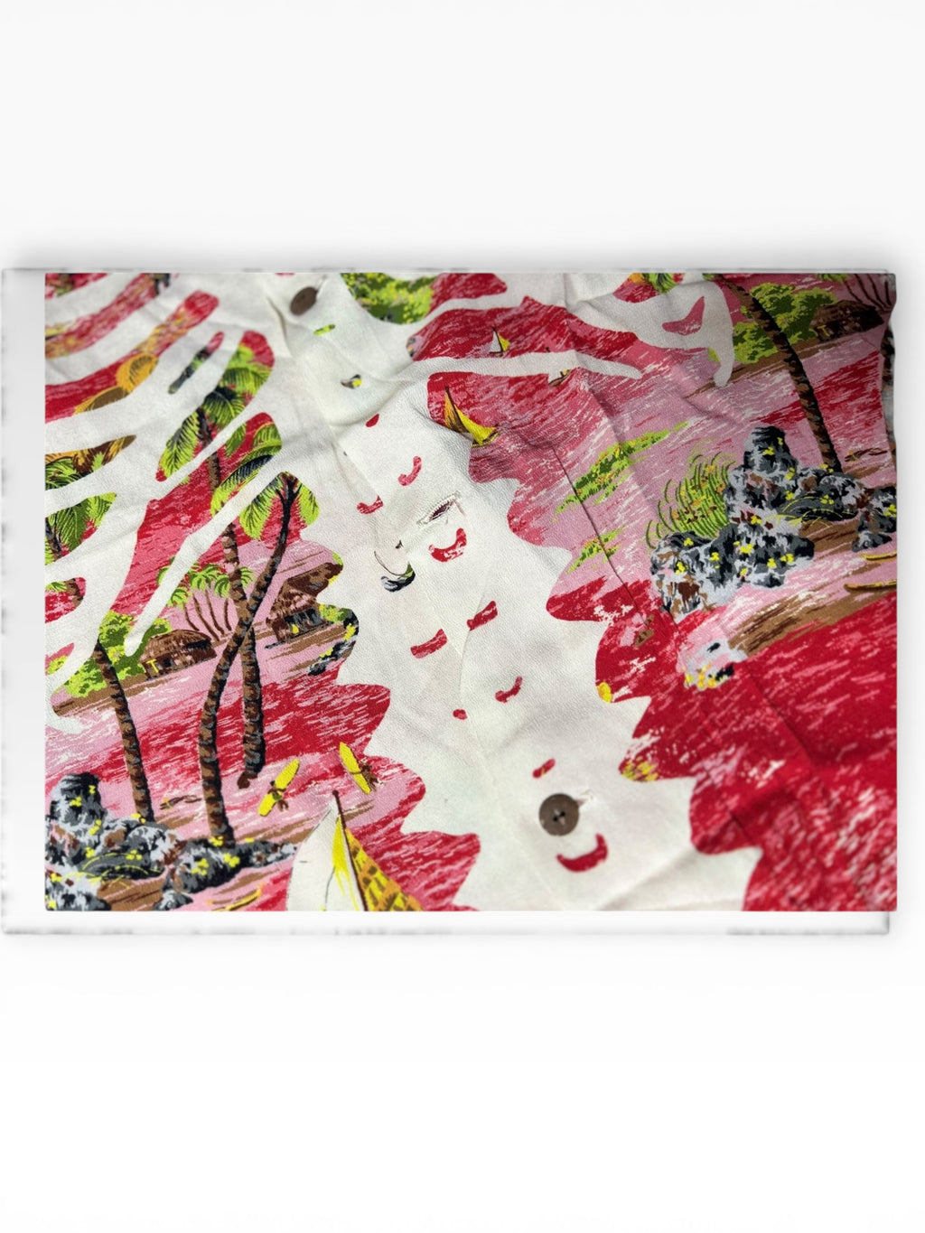 Kapital Rayon Kamehameha Bone Aloha Shirt(XXL)