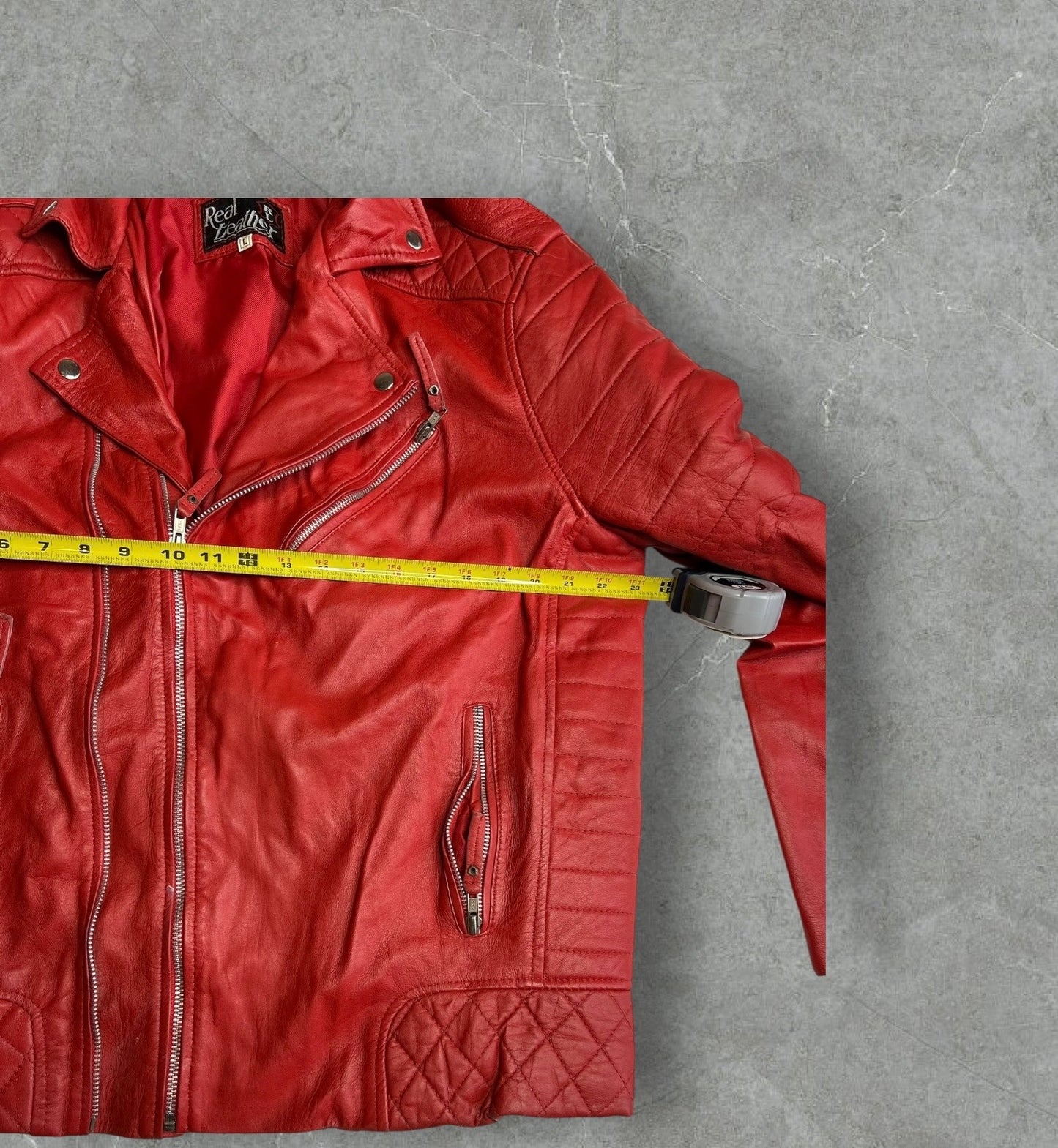 'Real Leathers' Red Leather Motto Jacket (L)