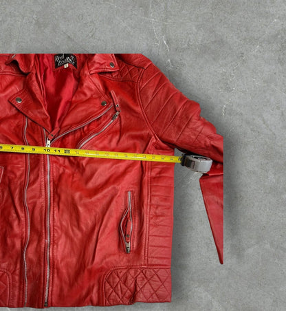 'Real Leathers' Red Leather Motto Jacket (L)