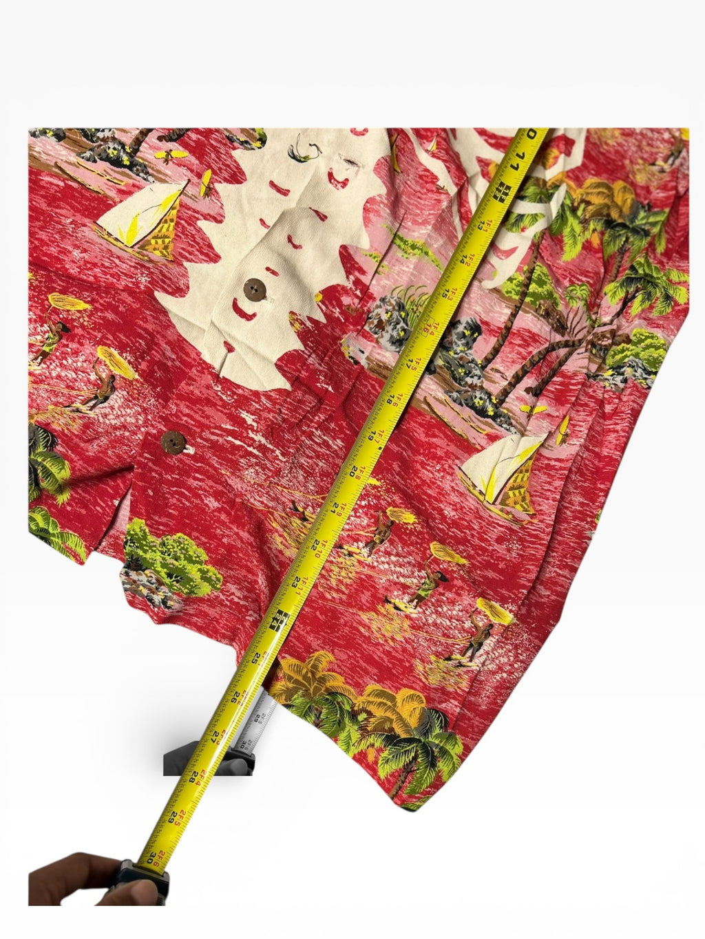 Kapital Rayon Kamehameha Bone Aloha Shirt(XXL)