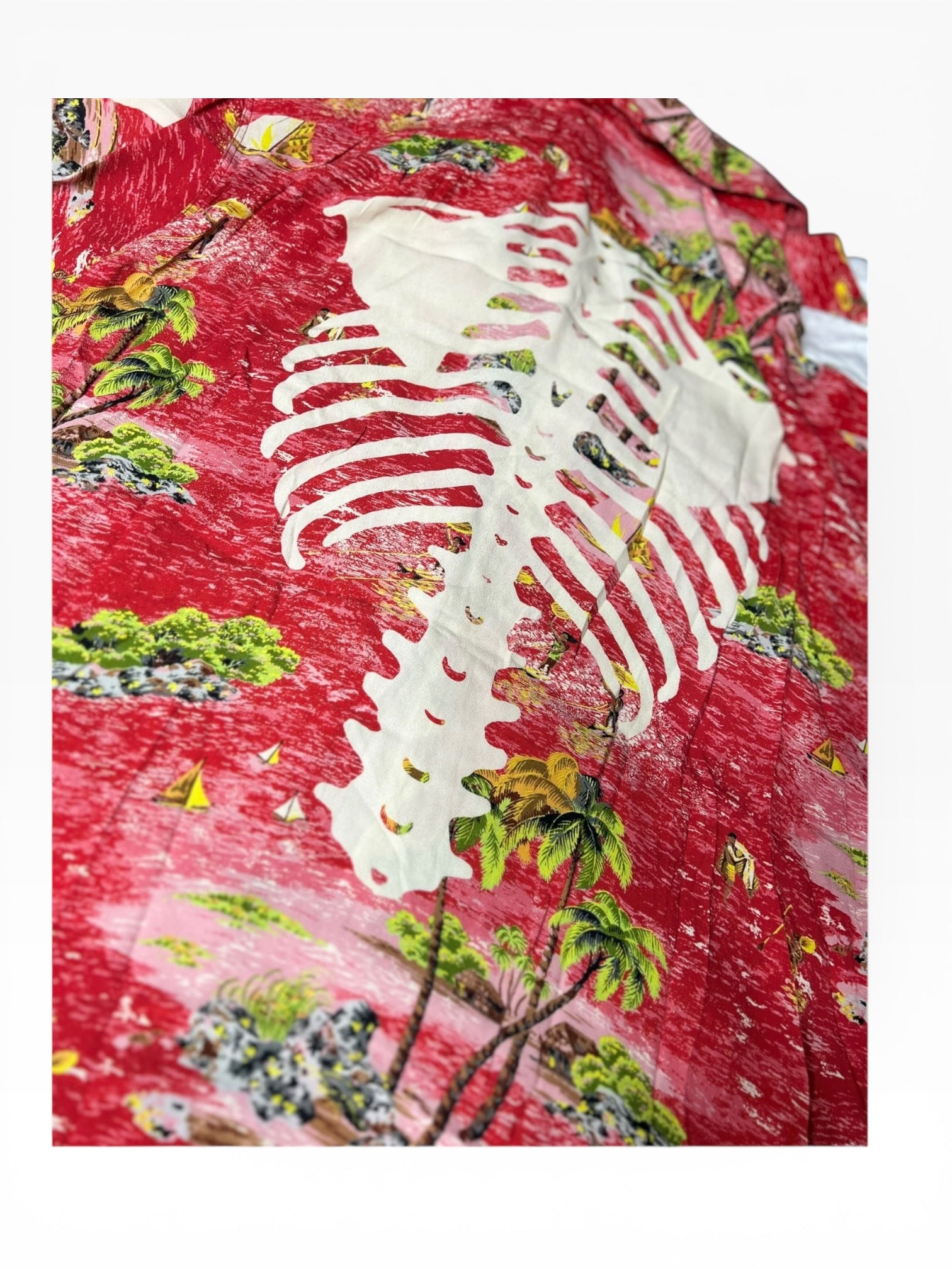 Kapital Rayon Kamehameha Bone Aloha Shirt(XXL)