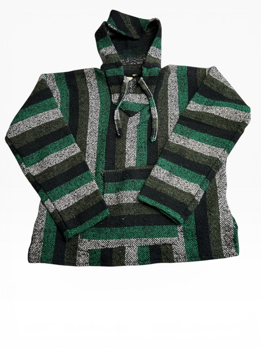 Green Stripe Mexican Baja Jerga Hoodie "drug rug"