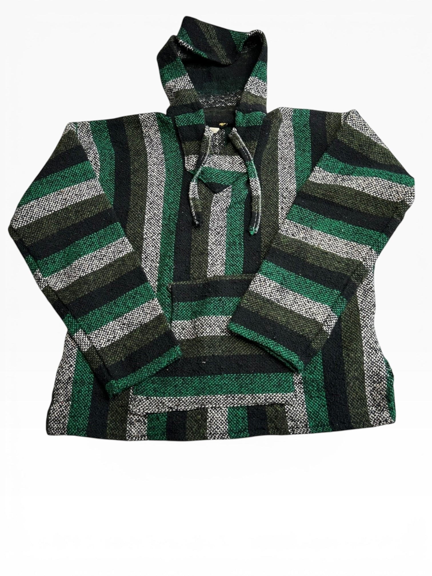 Green Stripe Mexican Baja Jerga Hoodie "drug rug"