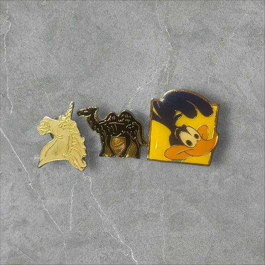 Unicorn , Camel & Road Runner Pin Set