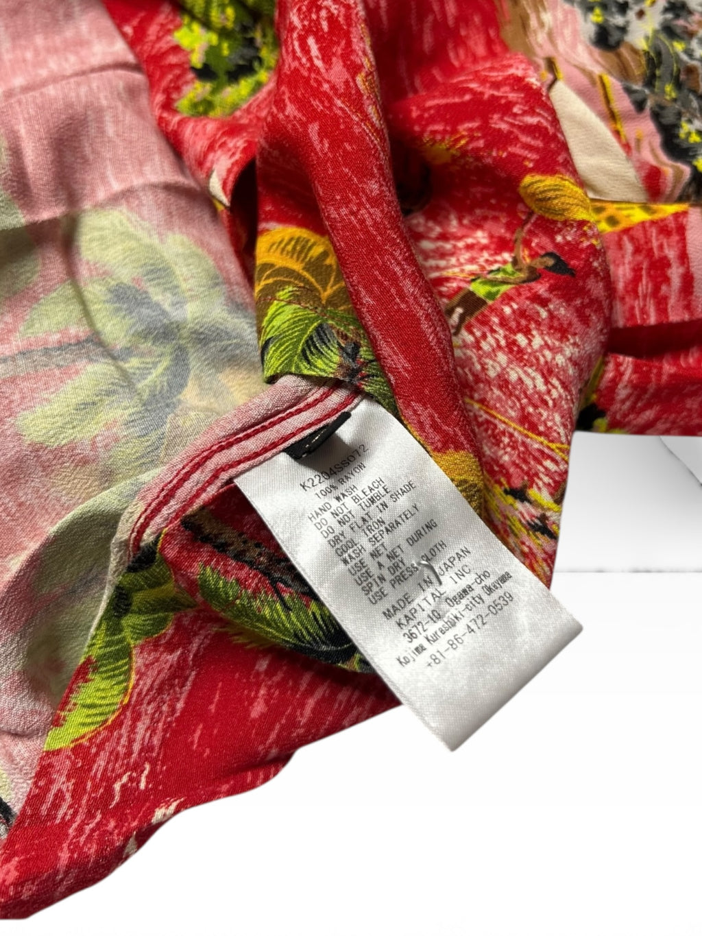 Kapital Rayon Kamehameha Bone Aloha Shirt(XXL)