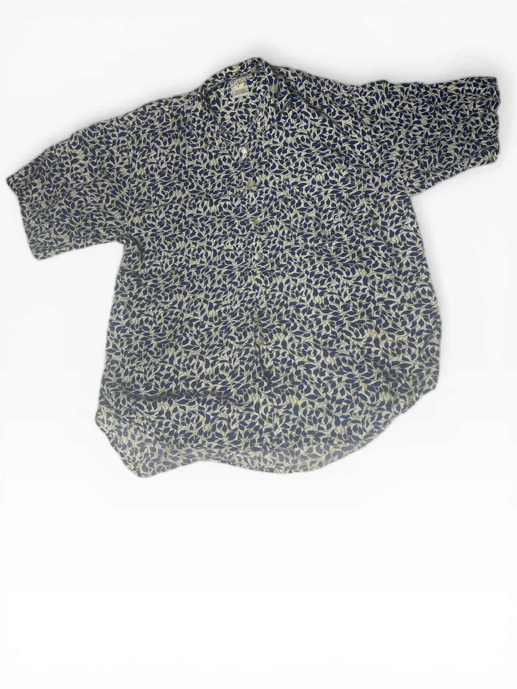 Vintage Stylin' Flower Rayon Short Sleeve Button Up (L)