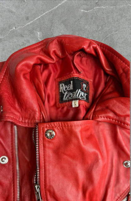 'Real Leathers' Red Leather Motto Jacket (L)