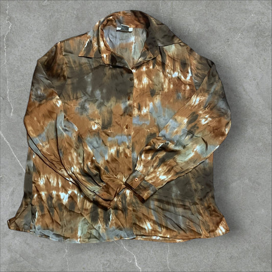 Vintage 100% Polyester Brown Blouse (L)