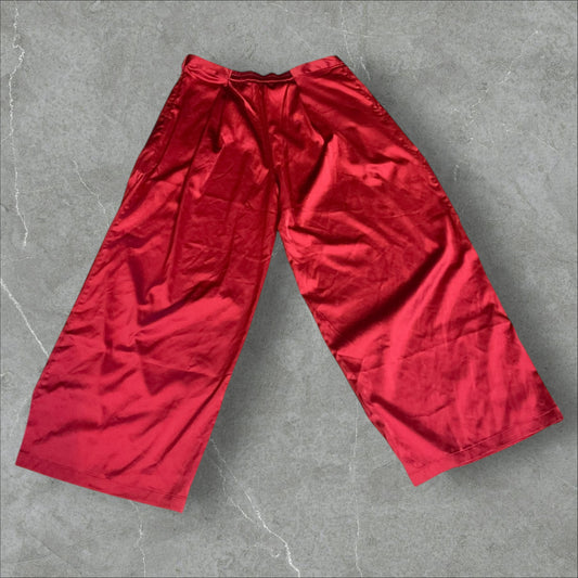Boutique Red Satin Wide Leg Pants