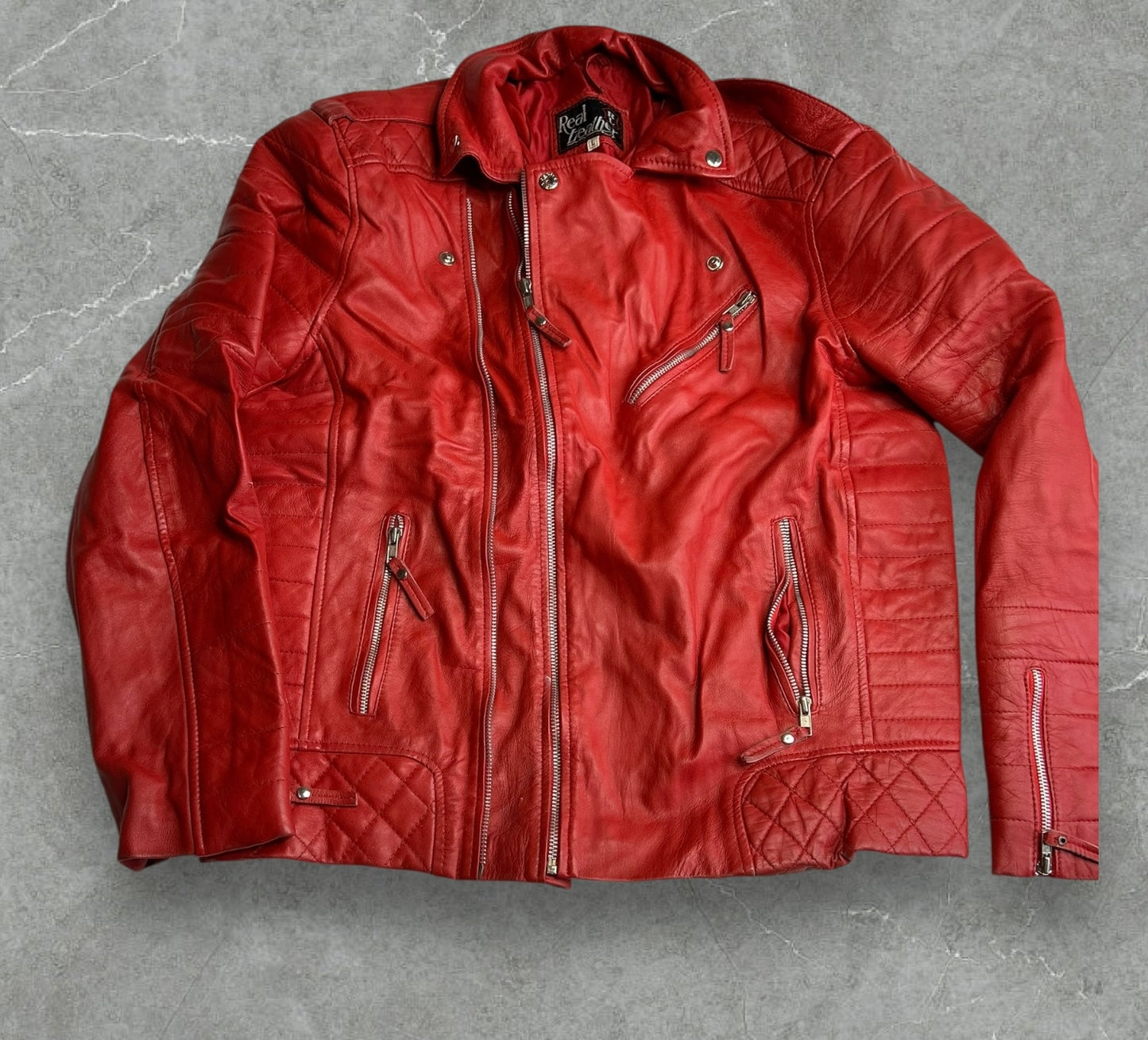 'Real Leathers' Red Leather Motto Jacket (L)