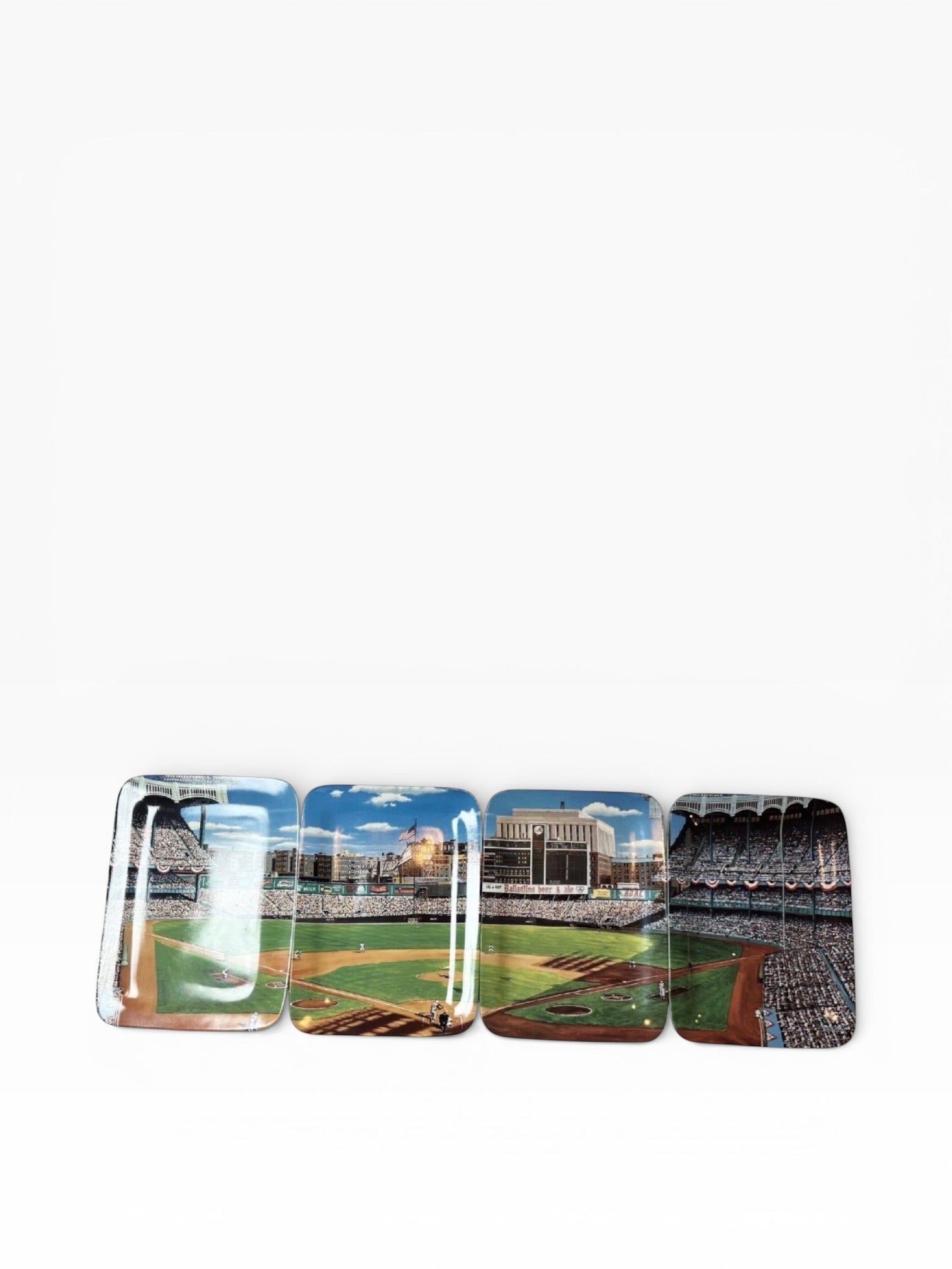 Vintage New York Yankee Stadium Panoramic Collectible Danbury Mint Plate Set