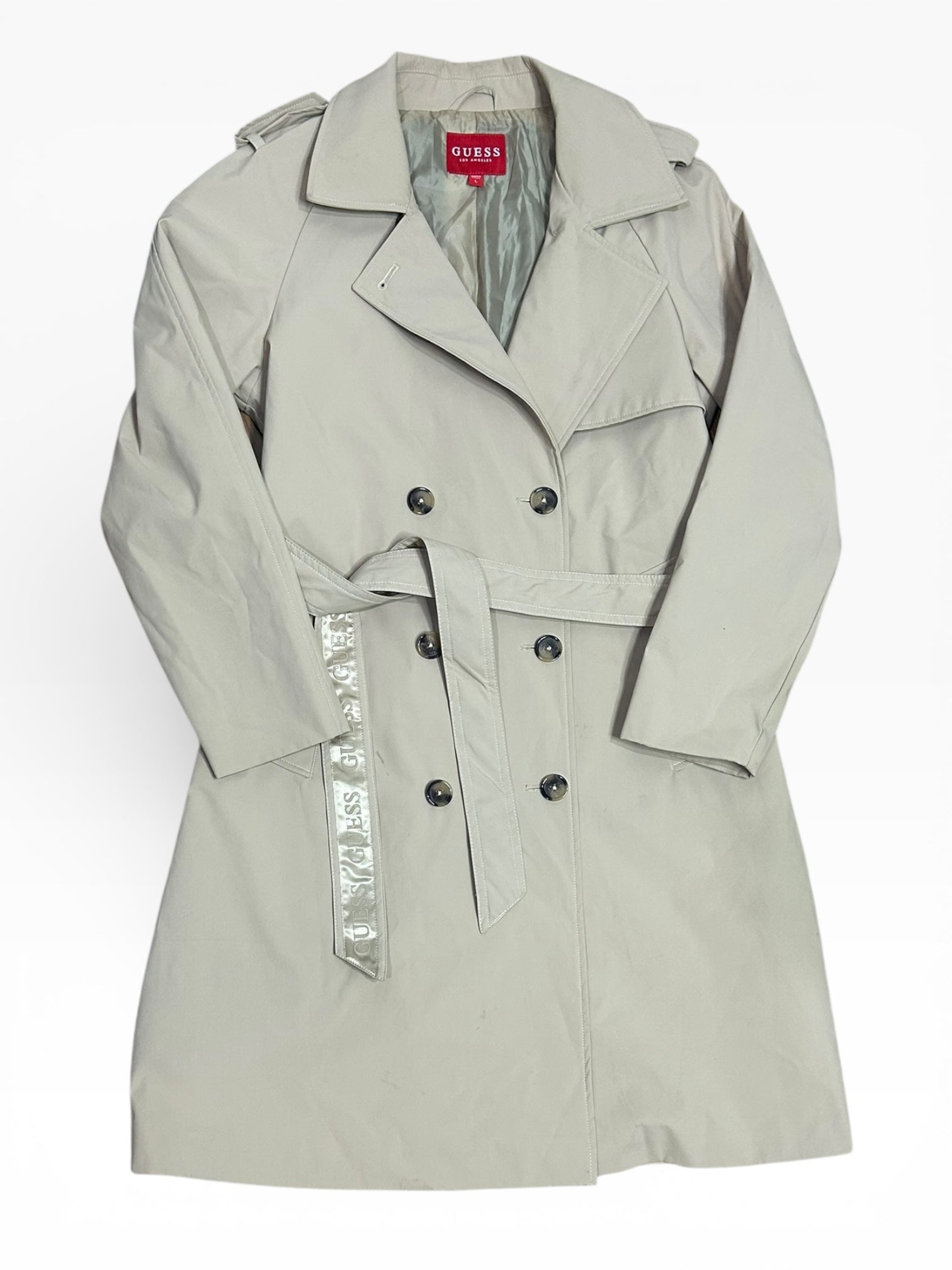 Guess Beige Double-Breasted Trench Coat ( L)