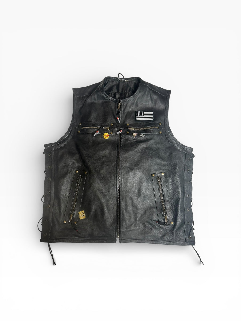Jackets 4 Bikes Padded Motorcycle Leather Vest (XL)