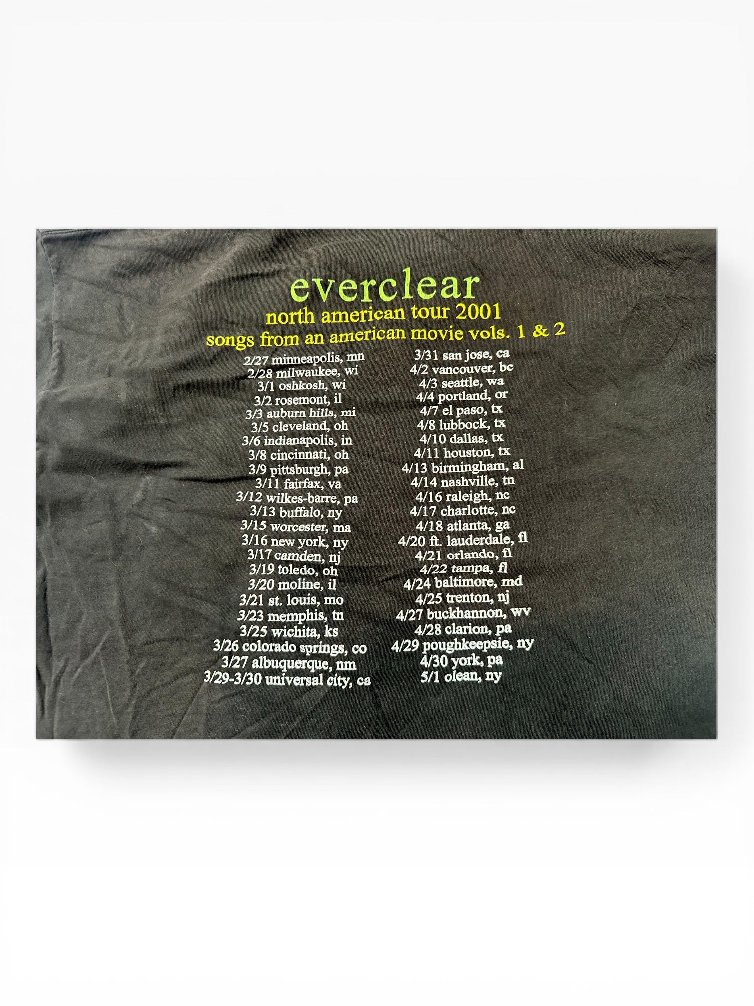 Everclear 2001 North American Tour Concert Tee (XL)
