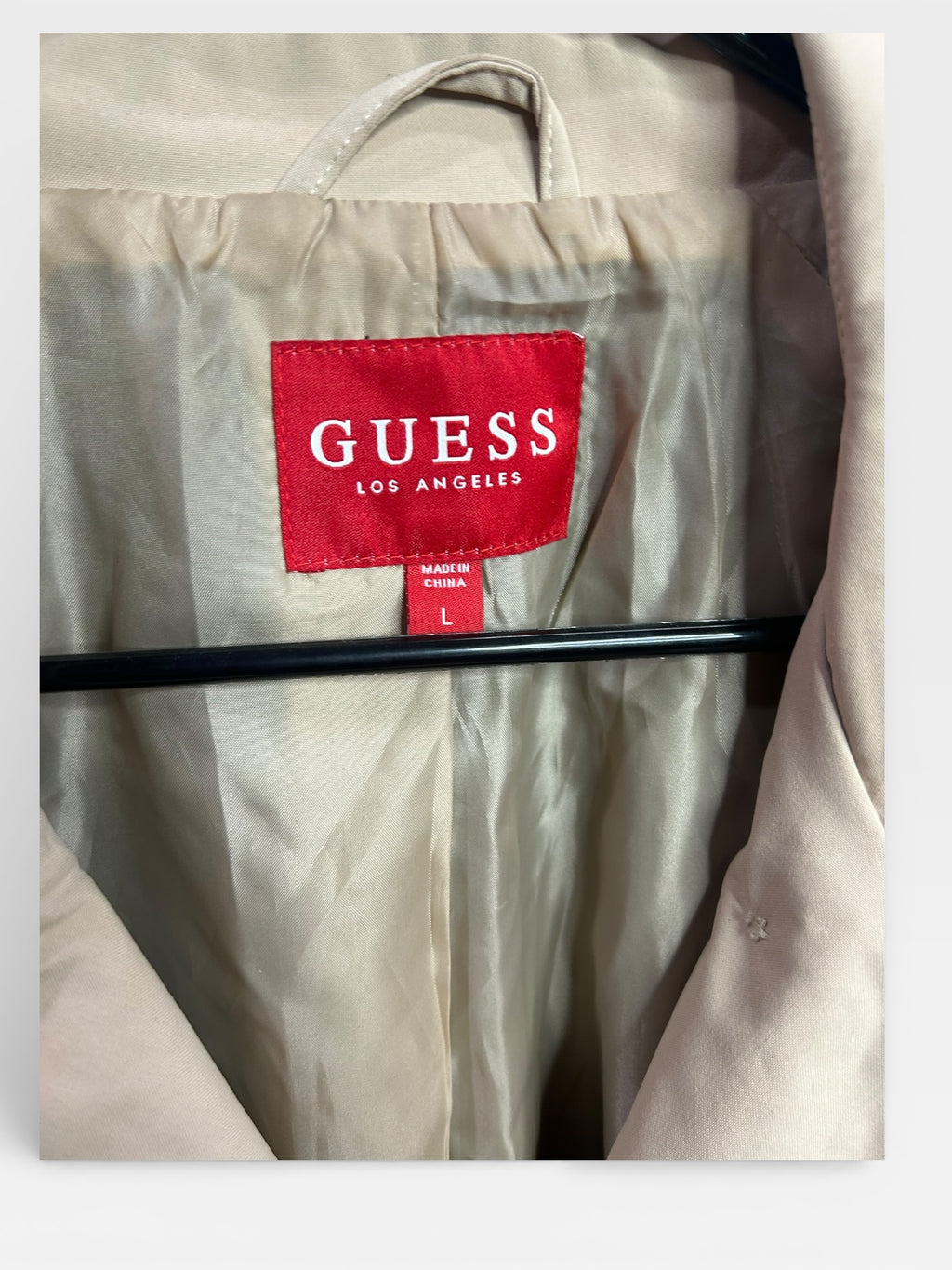 Guess Beige Double-Breasted Trench Coat ( L)