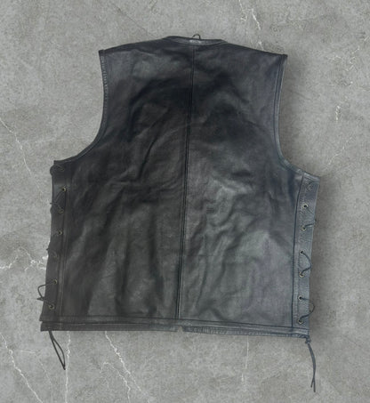 Jackets 4 Bikes Padded Motorcycle Leather Vest (XL)