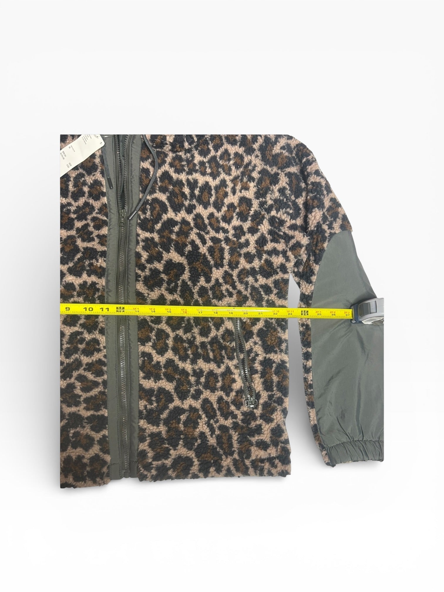 Urban Outfitters Leopard Sherpa Zip Up Jacket (M)