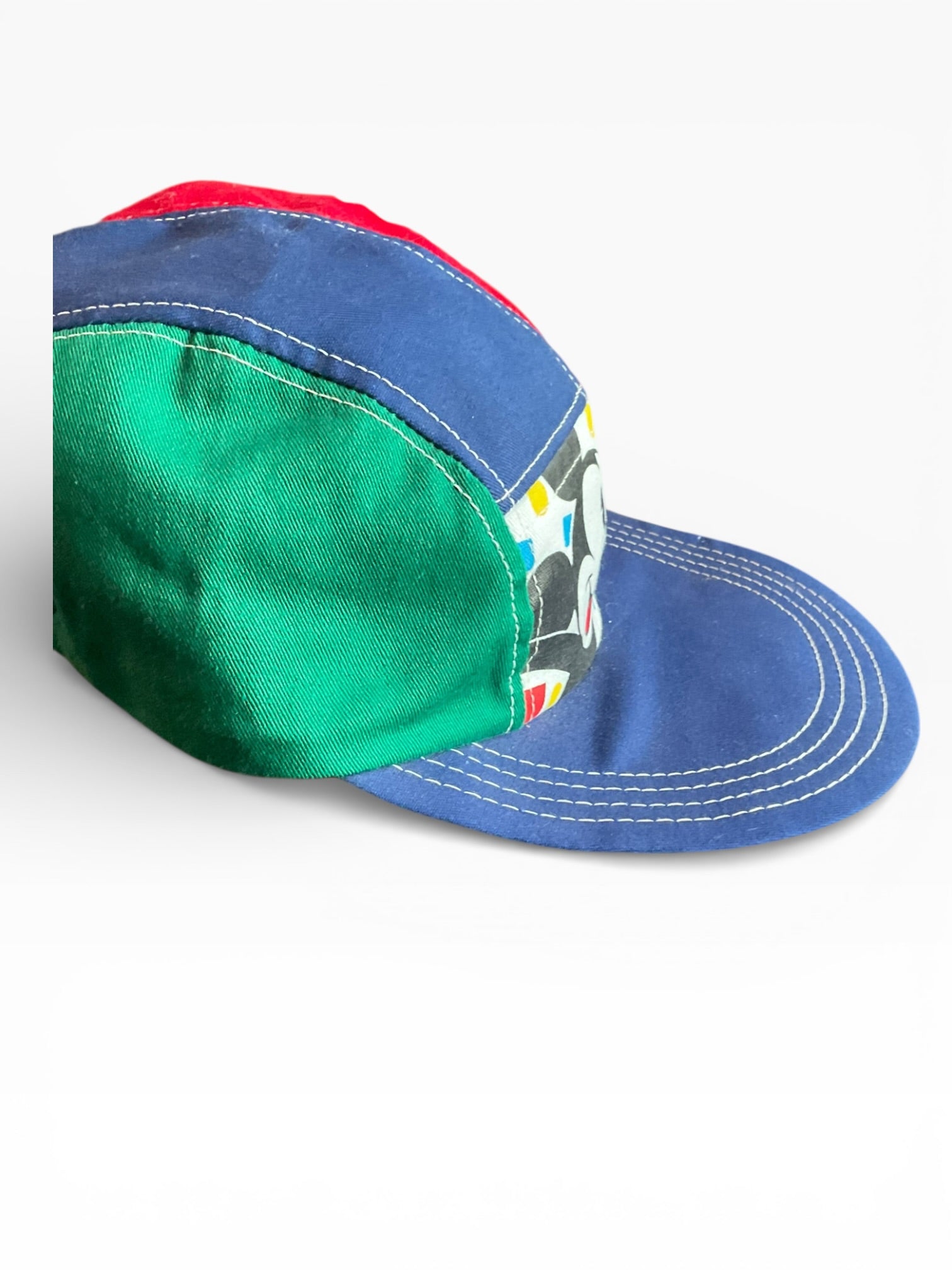 Vintage Mickey Mouse Long Brim Fitted Hat Cap Multicolor One Size Disney 90s