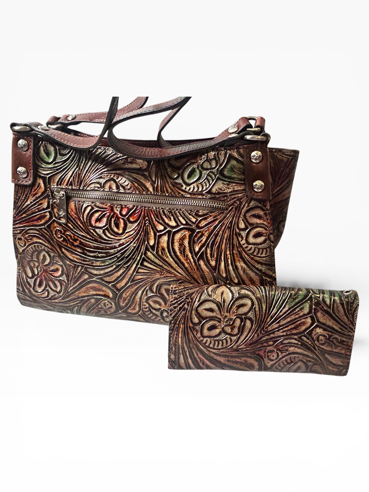 Patricia Nash Metallic Tobacco Fields Romina Bag