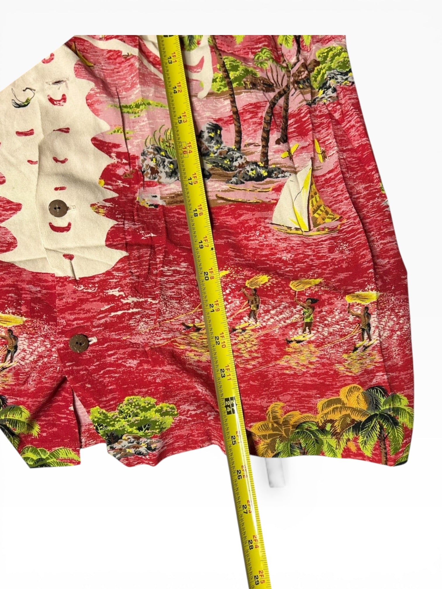 Kapital Rayon Kamehameha Bone Aloha Shirt(XXL)