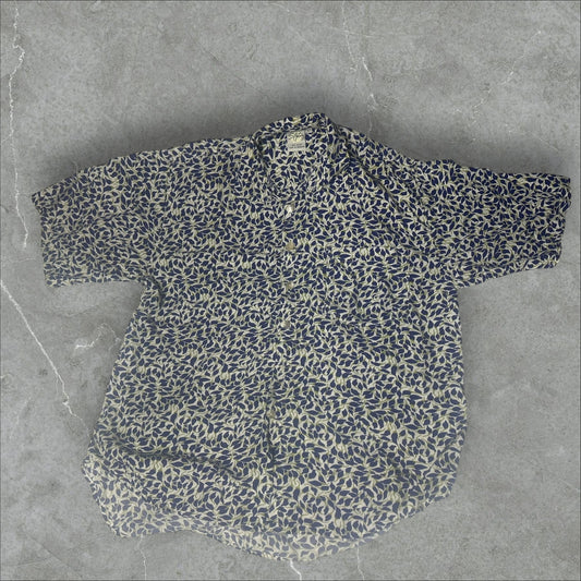 Vintage Stylin' Flower Rayon Short Sleeve Button Up (L)