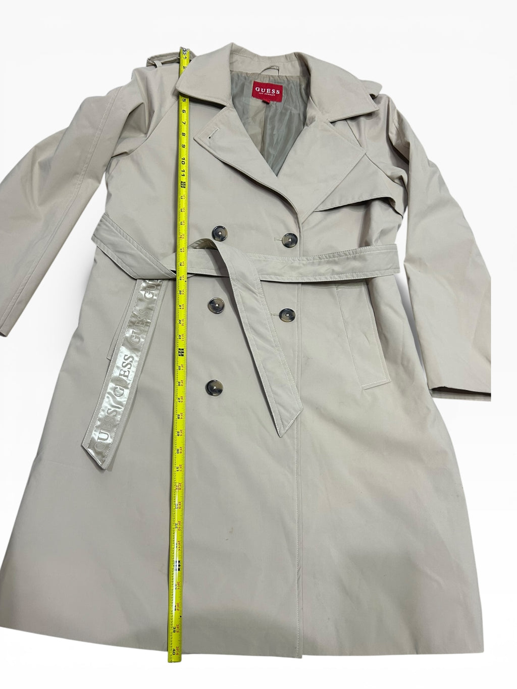 Guess Beige Double-Breasted Trench Coat ( L)