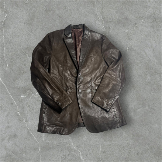 Banana Republic Chocolate Leather Blazer (Size 42)