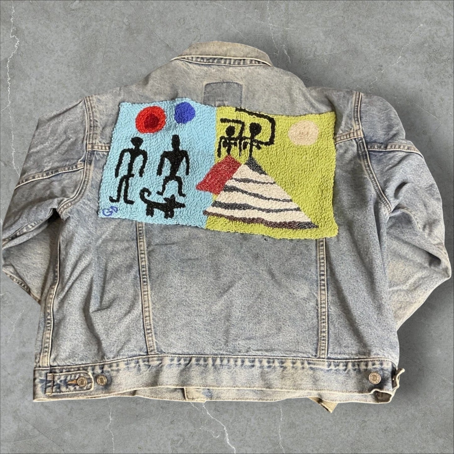 Upcycled Gap Denim Jacket W/ Hand Beaded Patches (L)