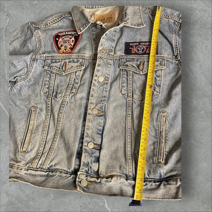 Upcycled Gap Denim Jacket W/ Hand Beaded Patches (L)