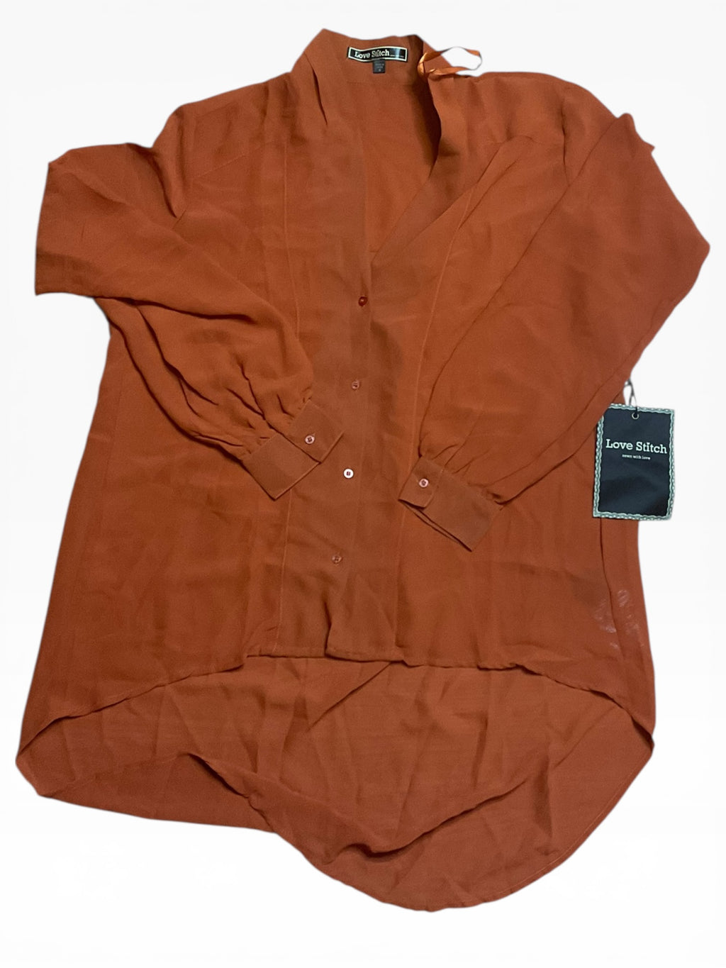 Love Stitch Rust Hi-Lo Blouse (Medium)