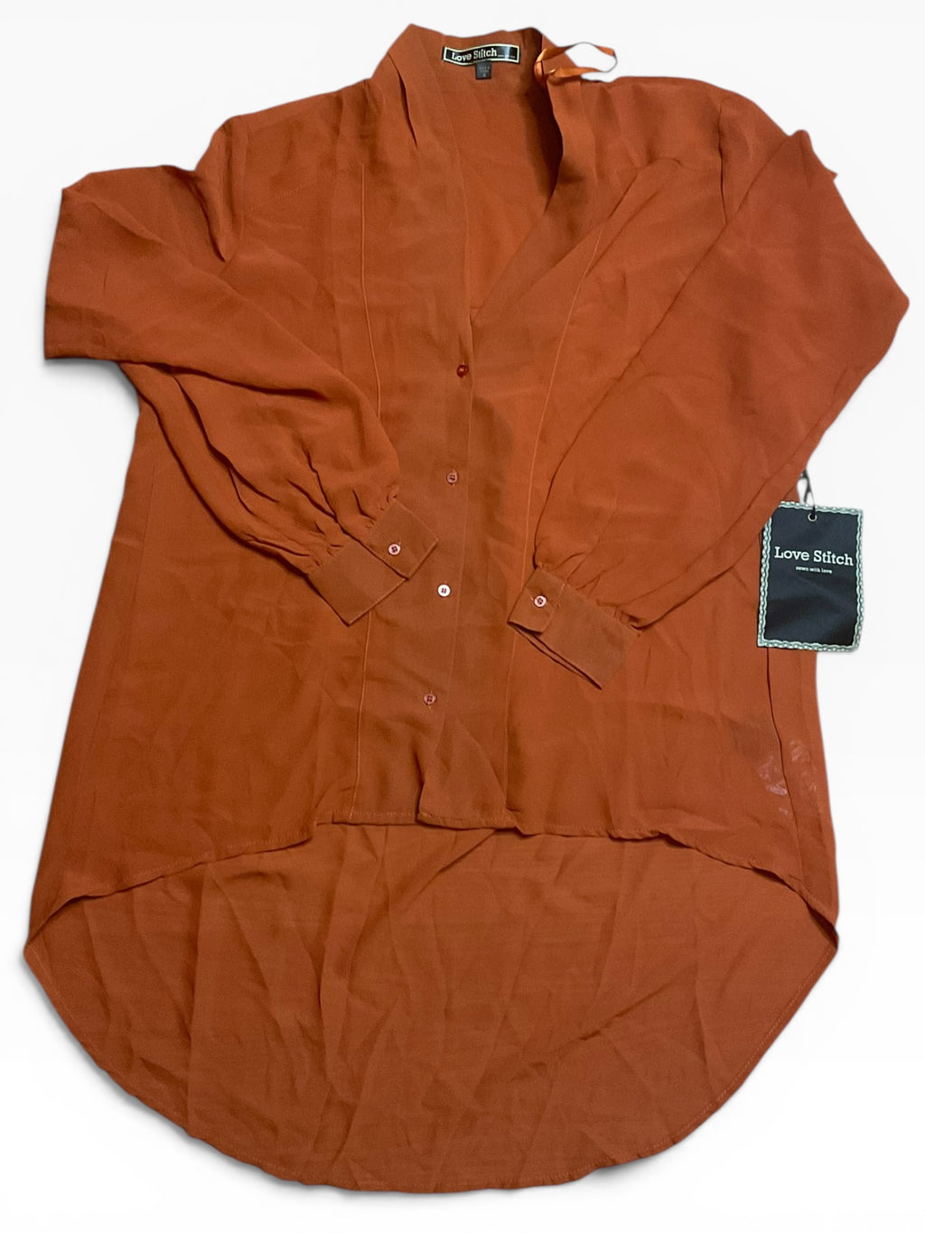 Love Stitch Rust Hi-Lo Blouse (Medium)