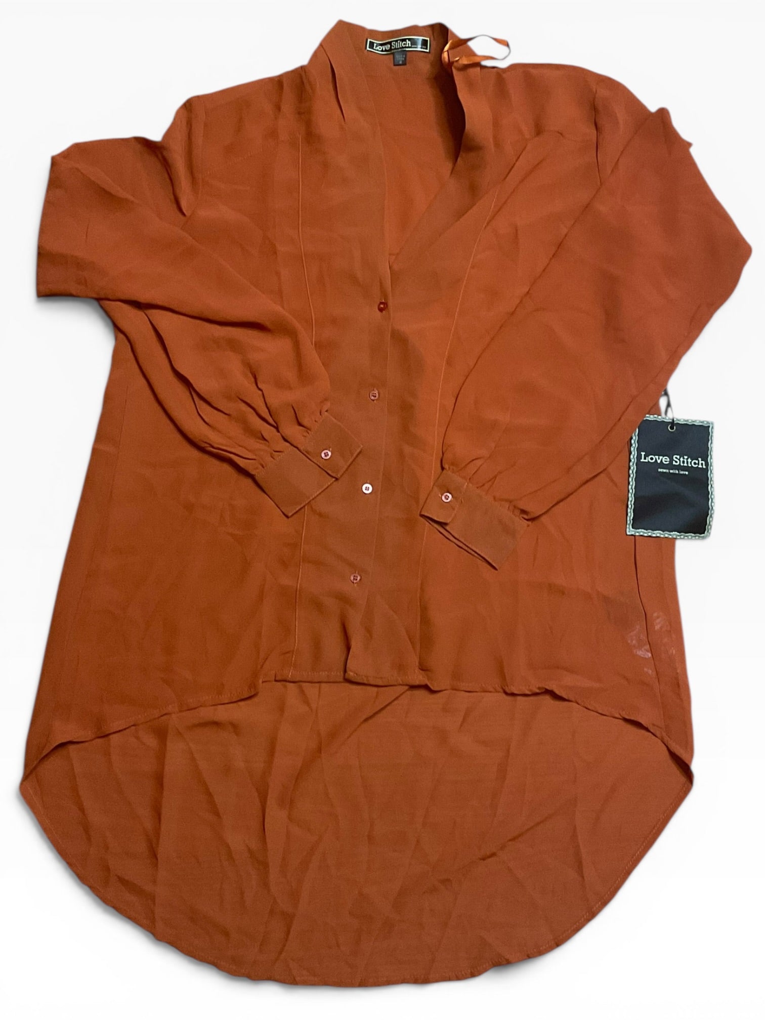 Love Stitch Rust Hi-Lo Blouse (Medium)