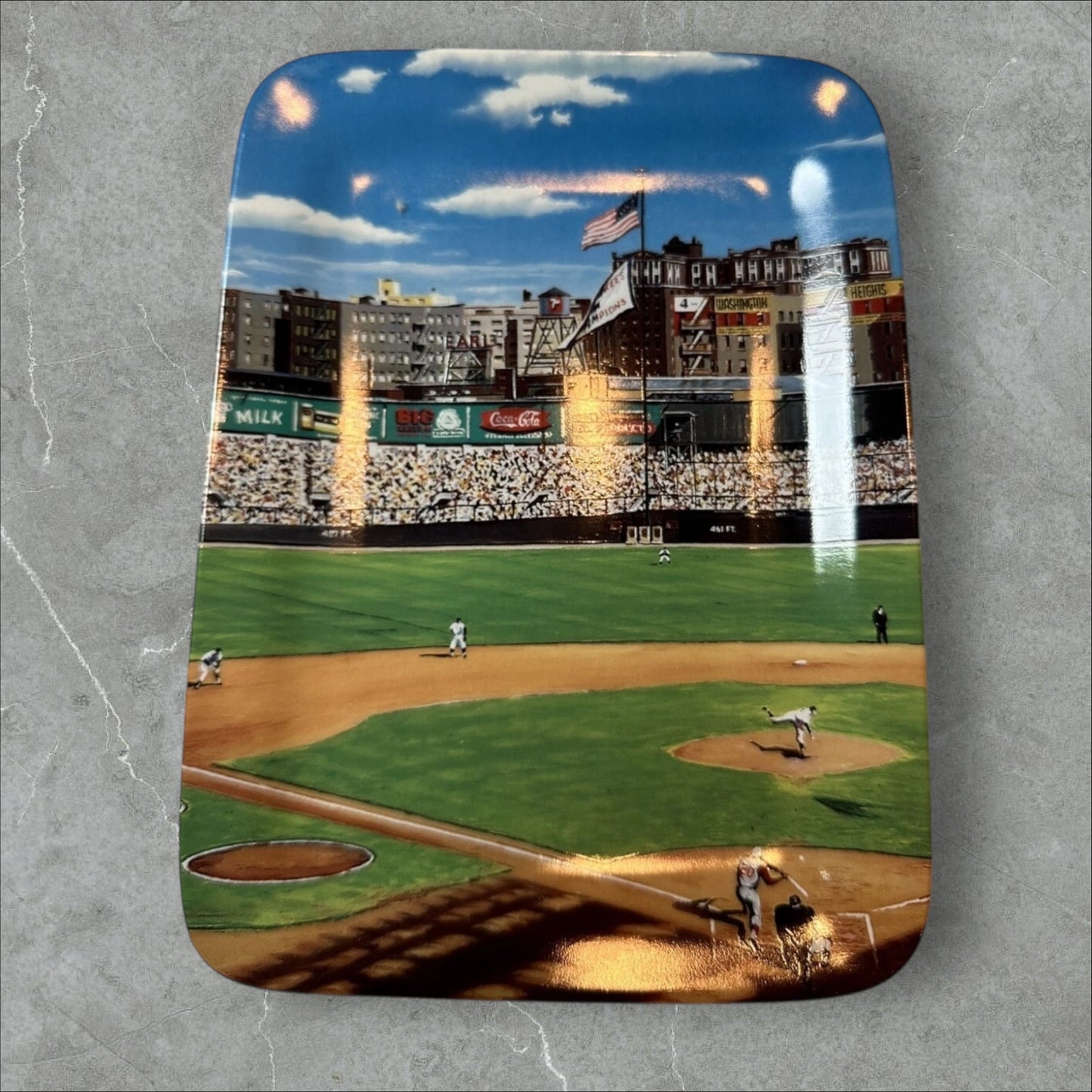 Vintage New York Yankee Stadium Panoramic Collectible Danbury Mint Plate Set