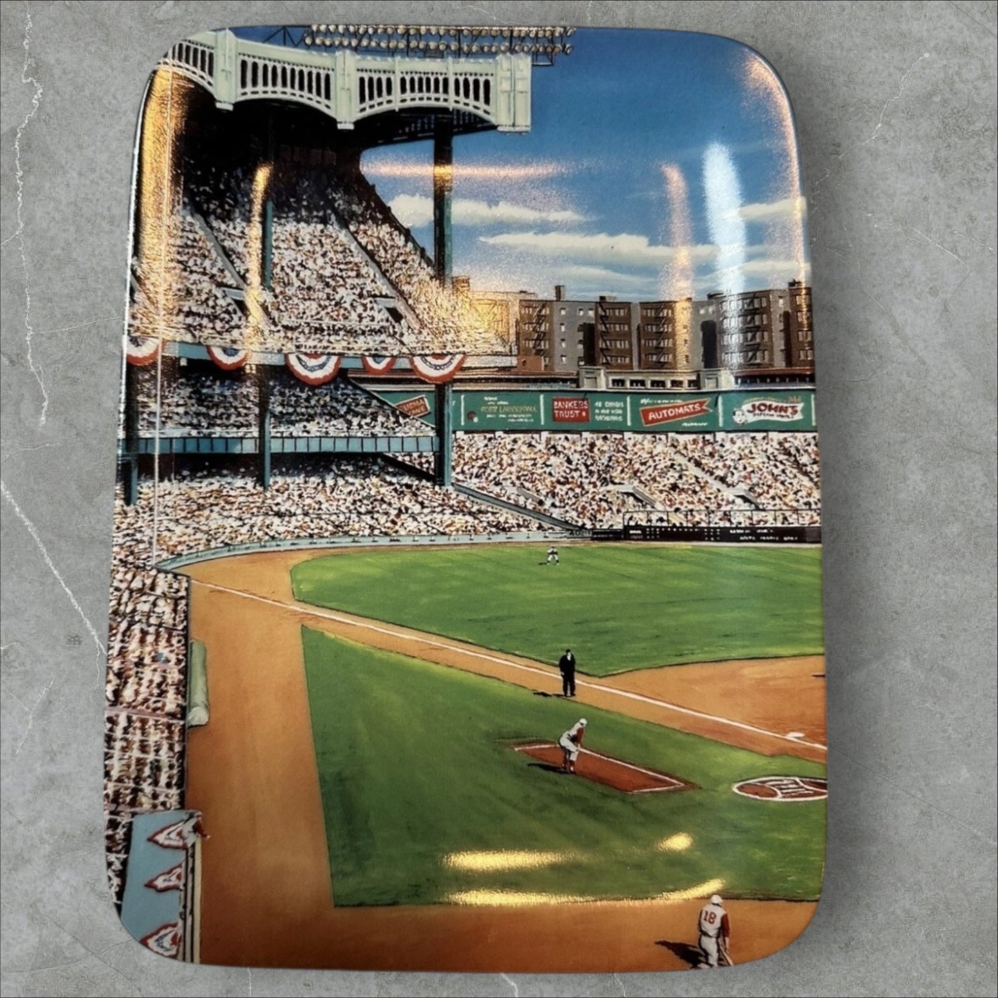Vintage New York Yankee Stadium Panoramic Collectible Danbury Mint Plate Set