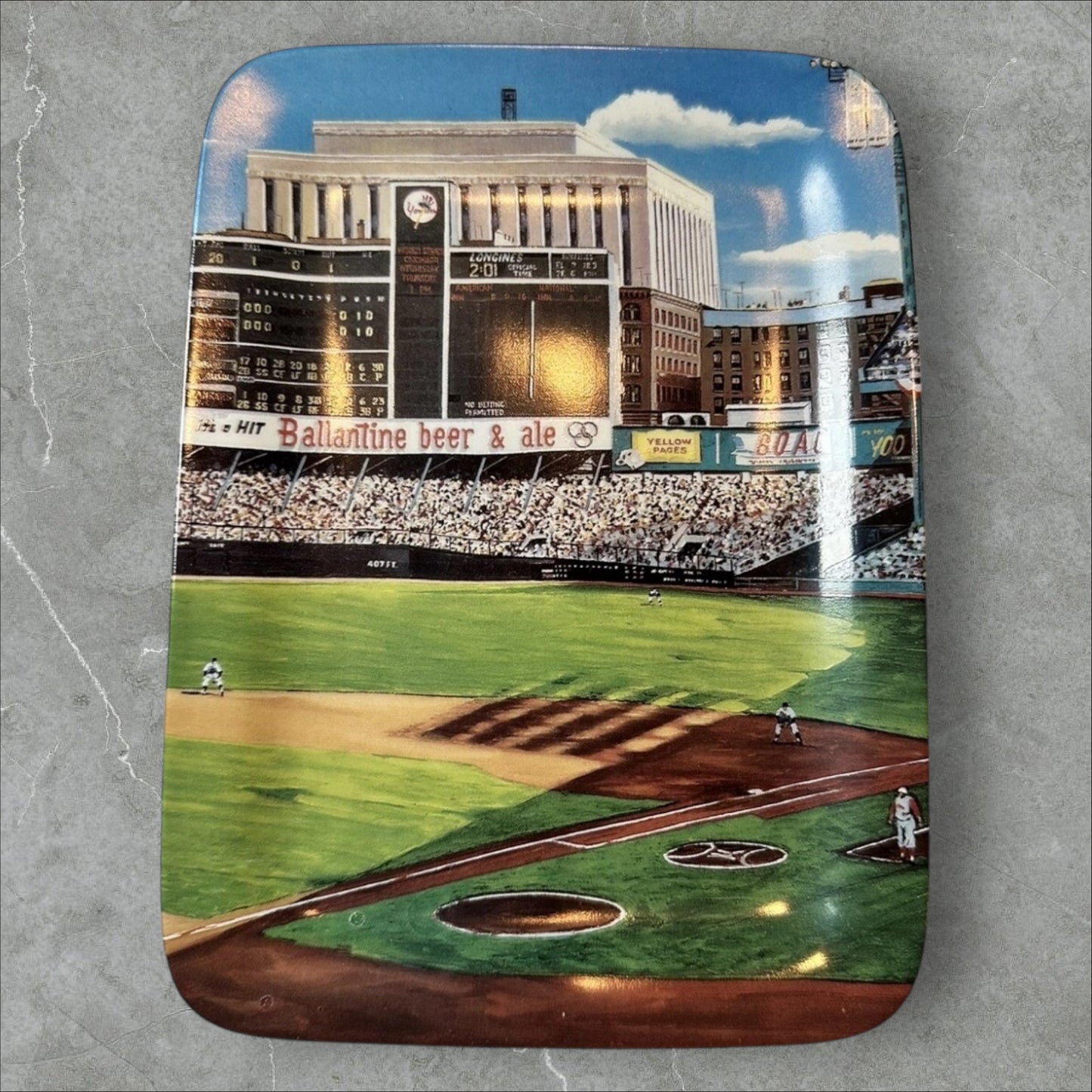 Vintage New York Yankee Stadium Panoramic Collectible Danbury Mint Plate Set