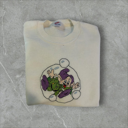 Embroidered Doopey Seven Dwarfs Crew Neck Pullover (XL)