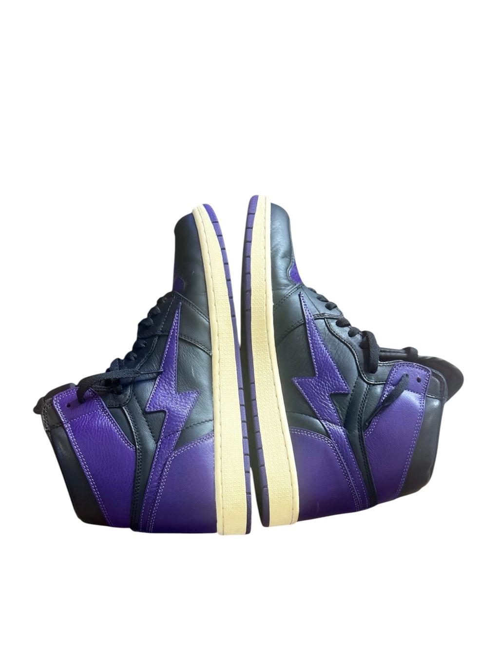 Blake's Closet Reves Paris x Air Kiy '85 Hi Lupus Edition sneakers in black and purple leather with lightning bolt logo
