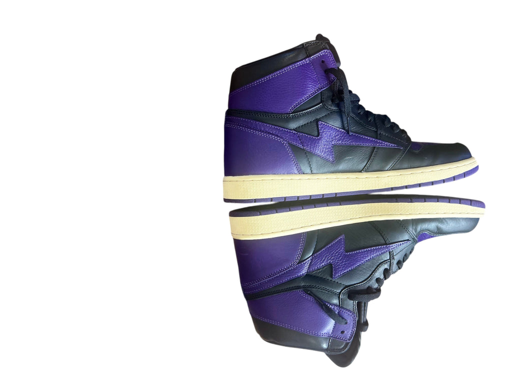 Blake's Closet Reves Paris x Air Kiy '85 Hi Lupus Edition sneakers in purple and black leather with a vintage sole.