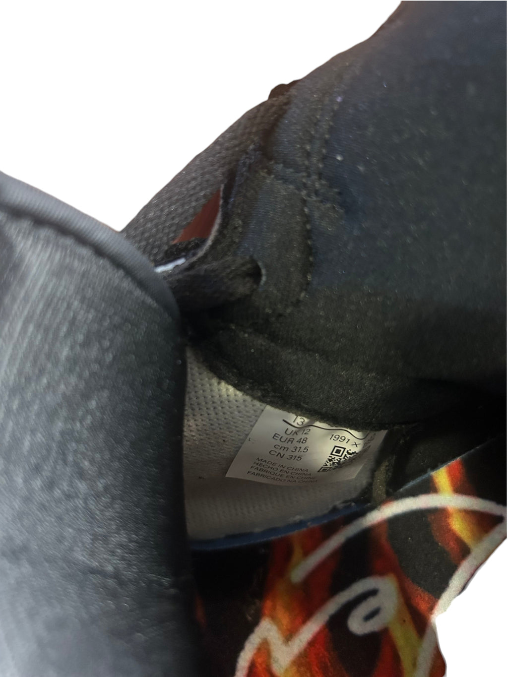 Blake's Closet Reves Paris x Air Kiy '85 Hi Lupus Edition size 13 sneaker interior size tag detail