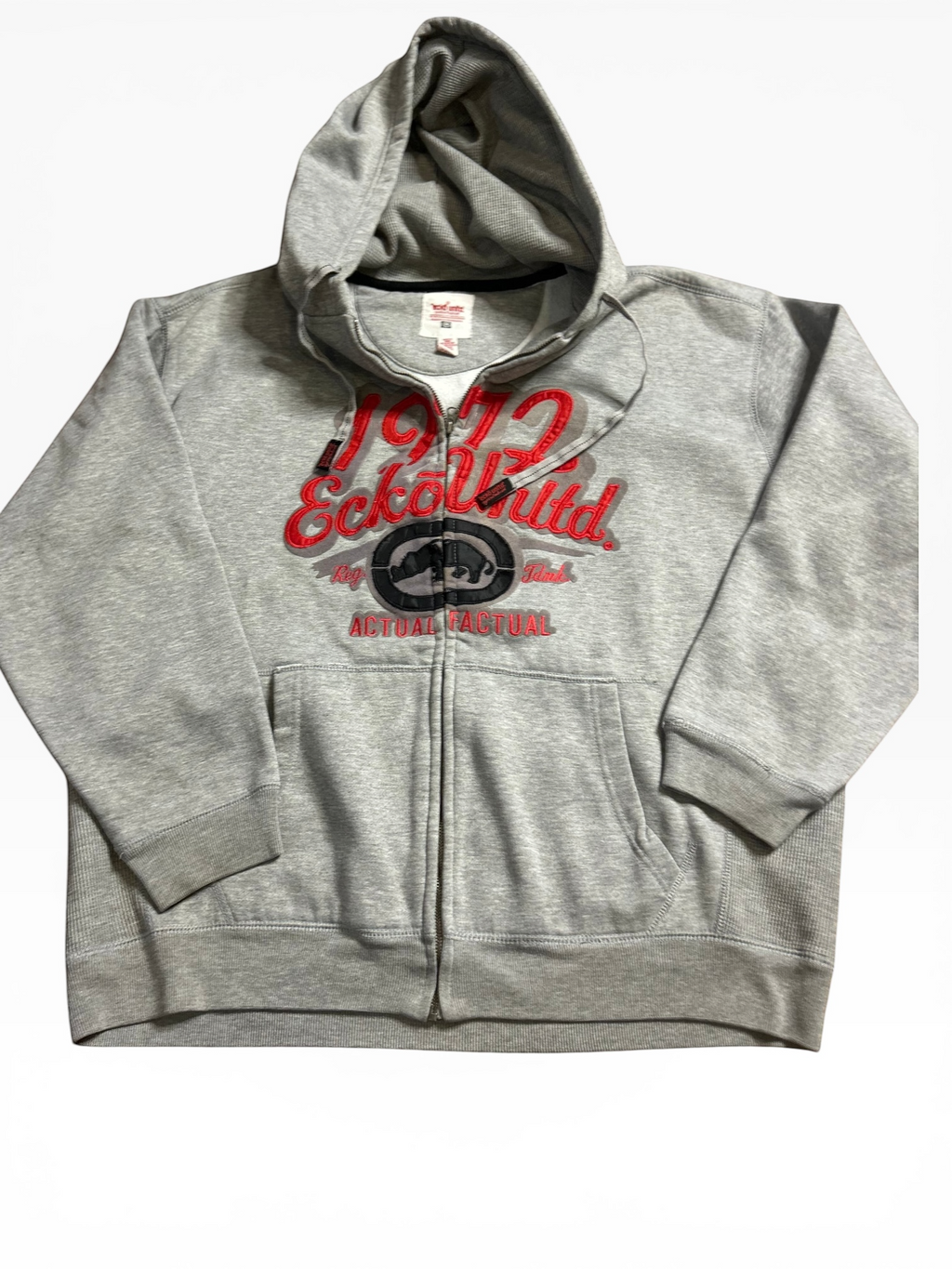 Y2K Ecko Embroidered Zip Up Thermal Hoodie (XL)