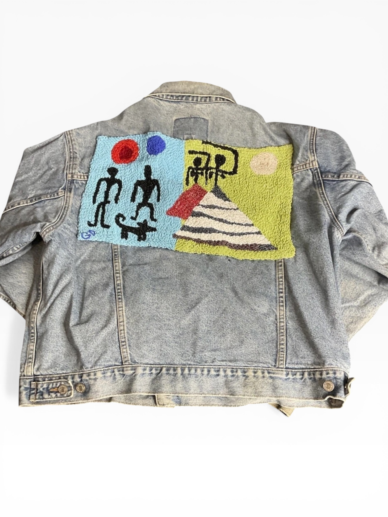 Upcycled Gap Denim Jacket W/ Hand Beaded Patches (L)
