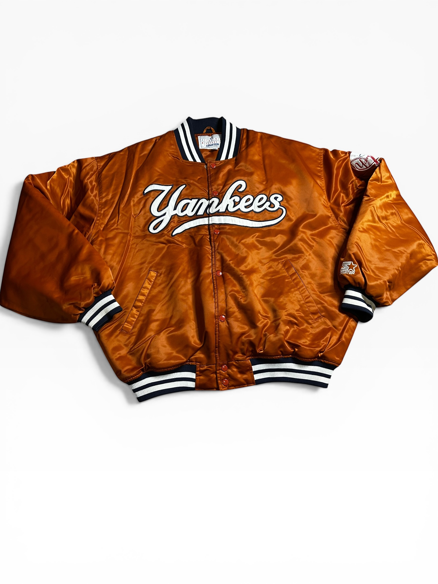 Vintage New York Yankees Starter Burnt Orange Satin Jacket Men’s (3XL)