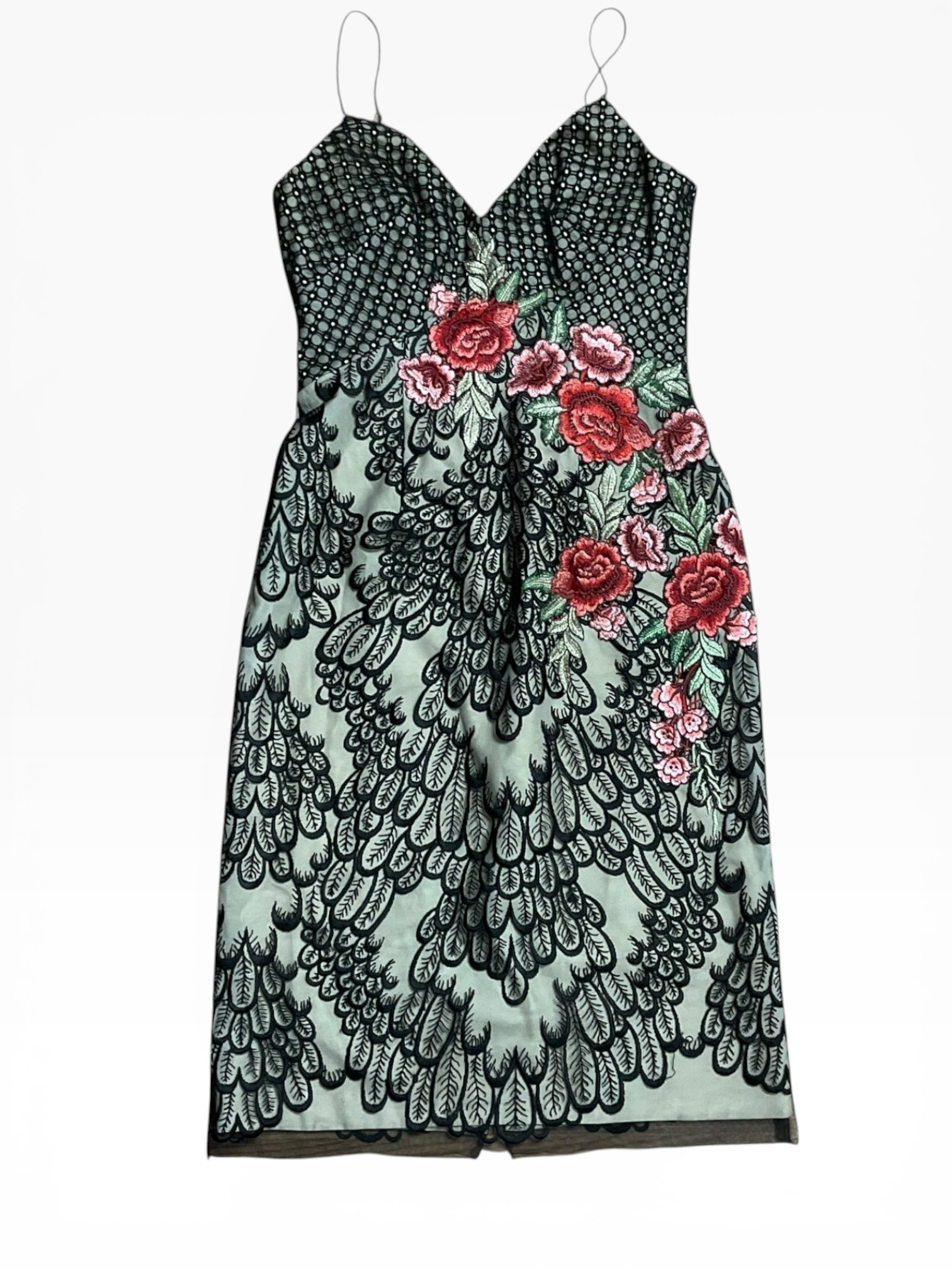 Basix Black Floral Cocktail Dress (Size 2)