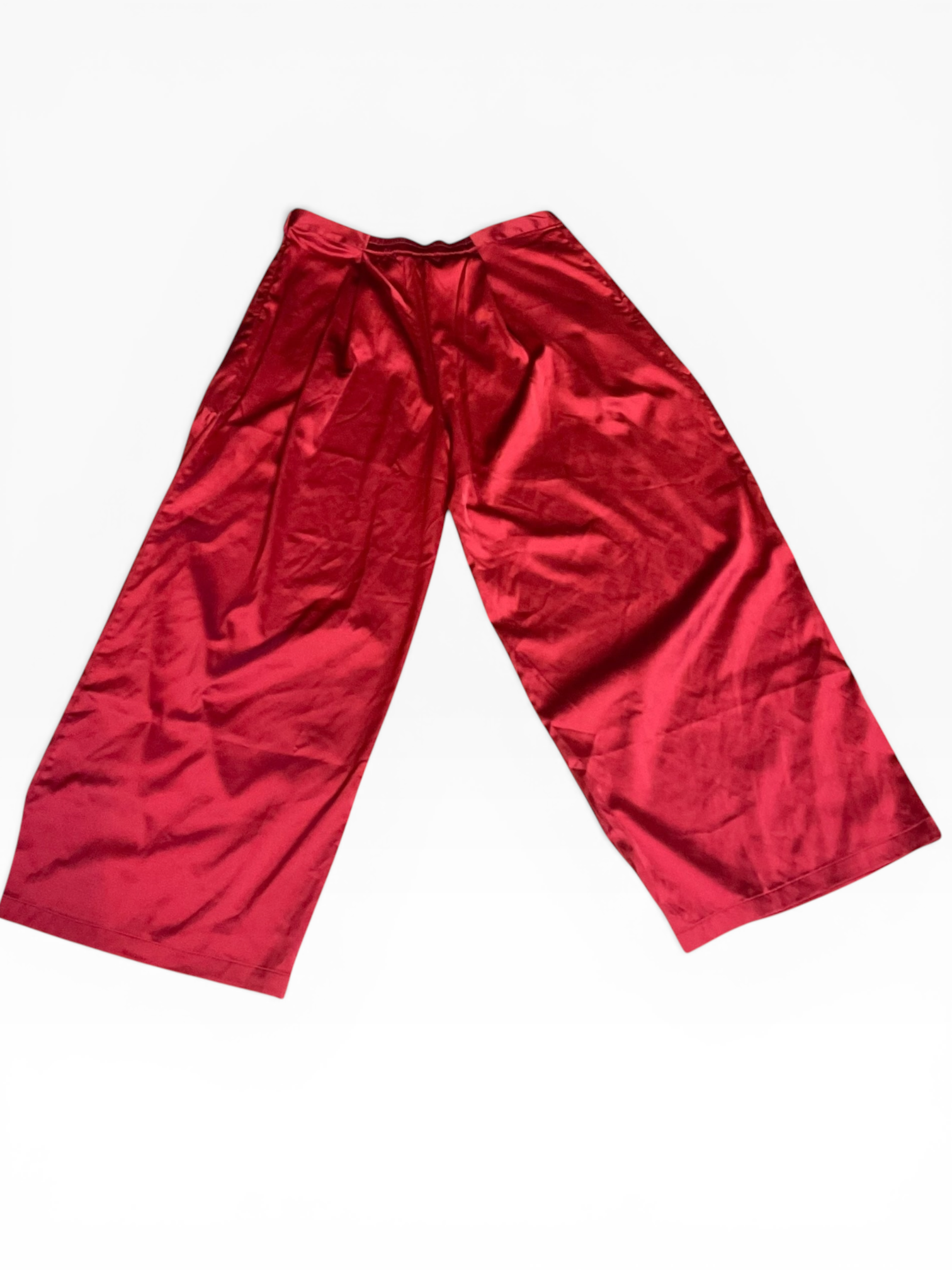 Boutique Red Satin Wide Leg Pants