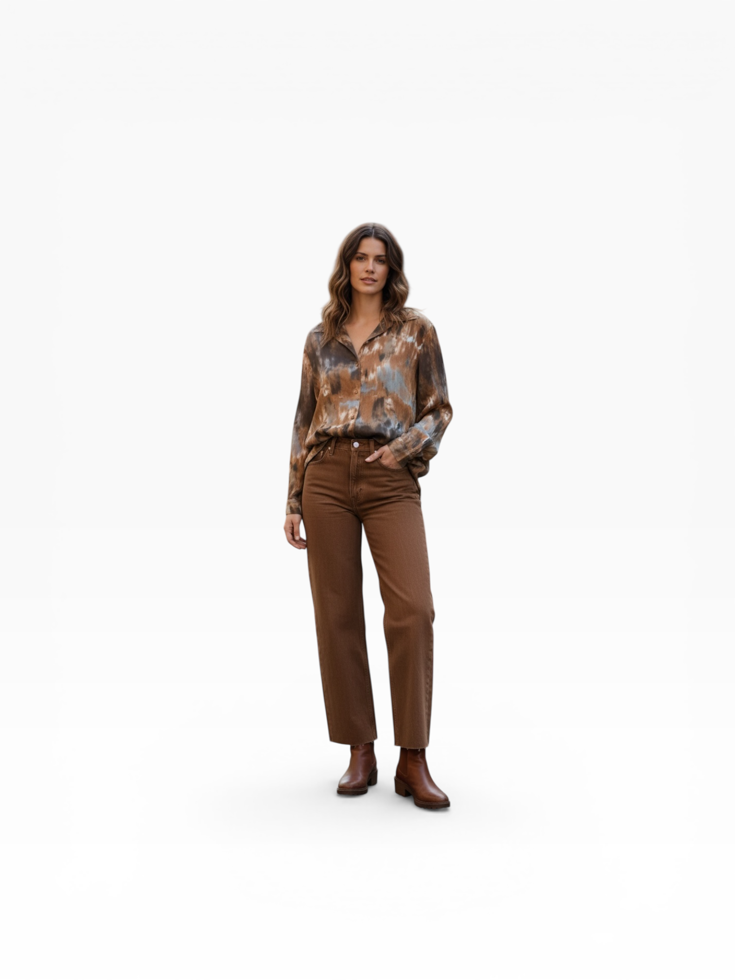Vintage 100% Polyester Brown Blouse (L)